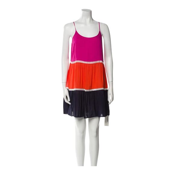 Tory Burch Colorblock Mini Tent Dress Scoop Neck Sleeveless Women's Sz Small - Picture 1 of 11